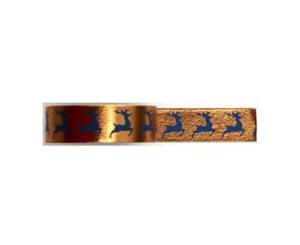 Washi Tape - Copper with Blue Foil Reindeer Design - size 15mm x 10m