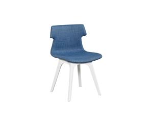 Wave Fabric Chair - Dart Base White - blue upholstered