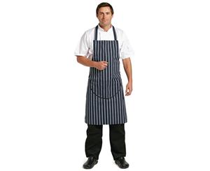 Whites Butchers Stripe Apron Navy with Pocket