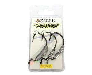 Zerek Weighted Worm Hook Pack for 5 Inch Live Shrimps - Weedless Jig Heads