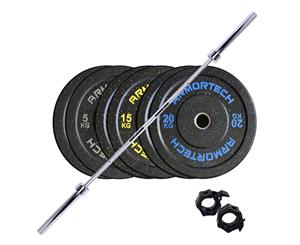 100kg Armortech V2 Crumb Bumpers & Women's Power Barbell Set