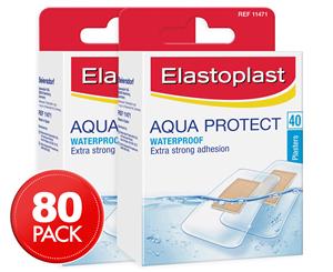 2 x Elastoplast Aqua Protect Plasters 40pk