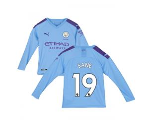 2019-2020 Manchester City Puma Home Long Sleeve Shirt (Kids) (SANE 19)