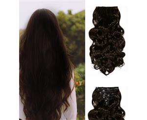 24" Wavy Curly High Synthetic Hair Extension Medium Brown 7Piece 16Clips 01