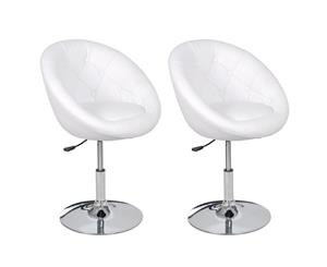 2x Bar Stool Luxury Chairs PU Leather White Gas Lift Chrome Adjustable