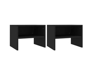 2x Bedside Cabinet Black Chipboard Bedroom Nightstand Side End Table