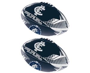 2x Summit Global AFL Hyper H20 Carlton Blues Sports Training Football/Rugby Ball