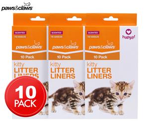 3 x Paws & Claws Kitty Litter Liners 10-Pack - White