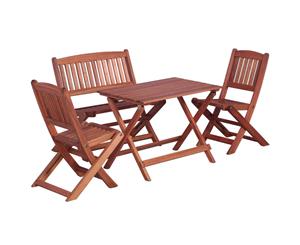 4 Pieces Solid Eucalyptus Wood Outdoor Children Dining Set Folding