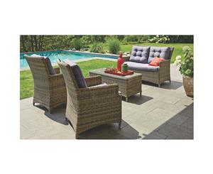 4 Seat Outdoor Set with Sofa Armchairs cushions and cofee table suitable for Garden or Backyard