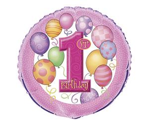 45cm 1st Balloons Pink Foil Balloon Packaged