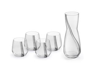 5pc Royal Leerdam Eleve 1L Decanter 370ml Tumblers Drinking Glass Cup Set Clear