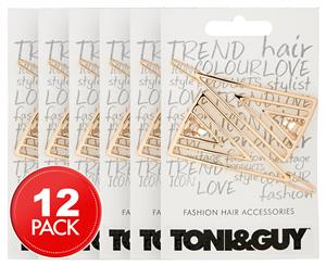 6 x 2pk Toni & Guy Triangle Barrette Hair Clip - Gold