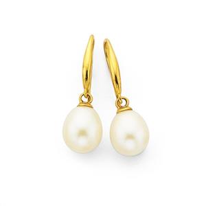 9ct Gold Cultured Fresh Water Pearl Drop Earrings