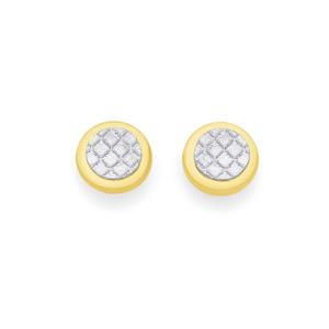 9ct Gold Stardust Glitter Disc Stud Earrings