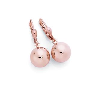 9ct Rose Gold on Silver Ball Leverback Drop Earrings