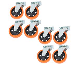 AB Tools 5" Swivel PVC Trolley Castor Wheel Roller Bearings 150kg Load Per Wheel 8 Pack