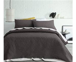 Accessorize - Serah Charcoal Washed Microfibre Quilted Coverlet Set - Charcoal