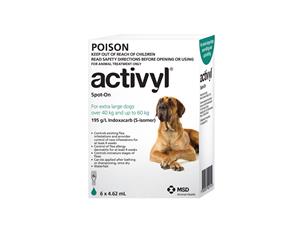 Activyl Dog 40-60kg XL Green 6's Flea Treatment (A2781)