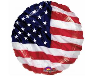 Amscan 18 Inch American Stars & Stripes Flag Circular Foil Balloon (Red/White/Blue) - SG3860