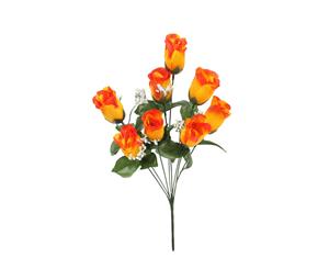 Artificial Fake Flowers Bouquet Greenery Foliage Leaf Roses Wedding Decor[Design Rose A (Sunset)]