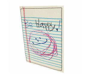 Be Happy Fabric Card (White) - HS1286