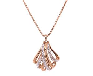 Bevilles Rose Stainless Steel Crystal Crossover Necklace Pendant