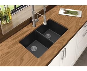 Black Kitchen Sink Granite Stone Top/Under Mount Double Bowls 838*476*241mm