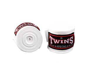 Boxing Hand Wraps Wrist guard TWINS Kick Boxing MMA UFC Muay Thai Cotton5m - White