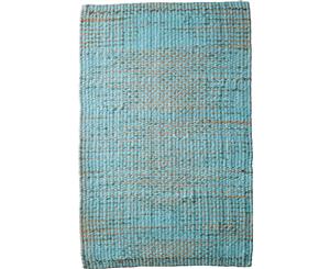 Braided Aqua Natural Jute Rug