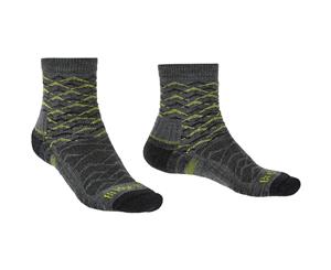 Bridgedale Mens Hike Lightweight Merino Wool Pattern Socks - Grey / Lime