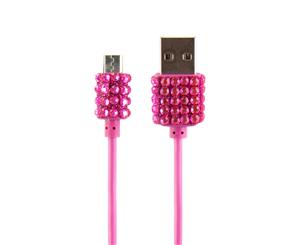 Buddee 1M Micro-USB Data Sync Charger Cable Bling PNK for Samsung Galaxy/Android