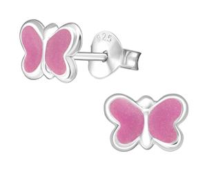 Children's Sterling Silver Pink Shimmer Butterfly Earrings