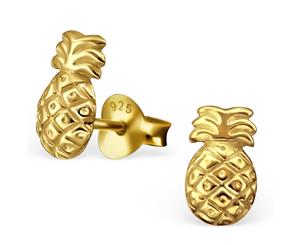 Childrens Silver Gold Plated Pineapple Ear Studs