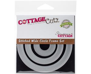 CottageCutz Basics Wide Frame Dies 3/Pkg-Stitched Circle 1.5" To 3.75"