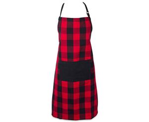 Cotton Lattice Chef Apron with Pocket - Red