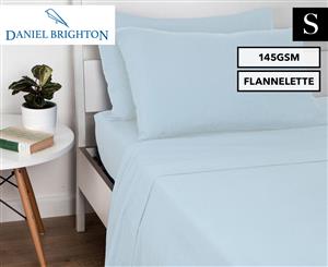 Daniel Brighton Flannelette 145GSM Single Bed Sheet Set - Pale Blue