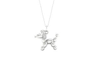 De Couer Sterling Silver Diamond Balloon Poodle Dog Pet Necklace (1/20CT TDW H-I Color I2 Clarity)