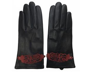 Dents Women's Leather Gloves With Detail - Black