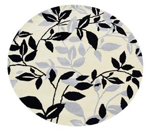 Designer Handmade Round Wool Rug - 5065 - Ivory/Black - 150x150