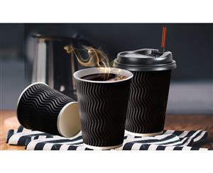 Disposable Coffee Cups Triple Wall 16oz 100pcs BLACK