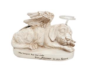 Dog Memorial Angel Solar Halo Garden Statue