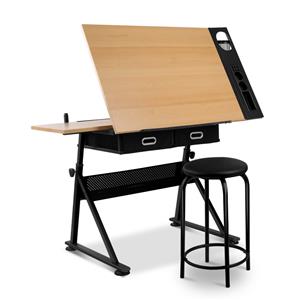 Drawing Desk With Stool Tilt Drafting Table Set Drawer Art Craft Student