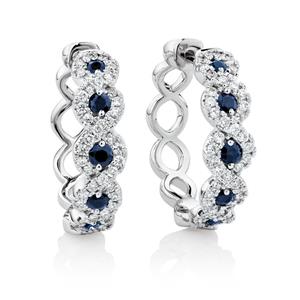 Earrings with Blue Sapphire & 0.55 Carat TW Diamonds in 14ct White Gold