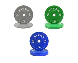 FITEK 70KG Virgin Rubber Olympic Colour Bumper Plates V3 Package