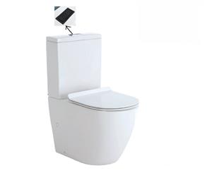 Fienza Toilet Back to Wall Koko Rimless Thin Seat White - Matte Black Buttons K002B-2 + 200784