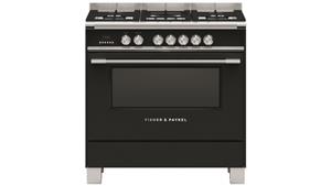 Fisher & Paykel 900mm Freestanding Dual Fuel Cooker with Full Extension Sliding Shelves - Black