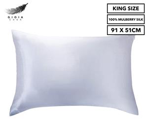 Gioia Casa Two-Sided King Size 100% Mulberry Silk Pillowcase - Silver