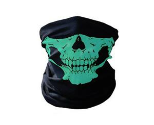 Green Skull Face Shield Fishing Headwear Bandana UV Durage Neck Scarf