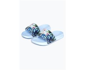 Hype Blue Pastel Floral Kids Kids Unisex Sliders - Blue